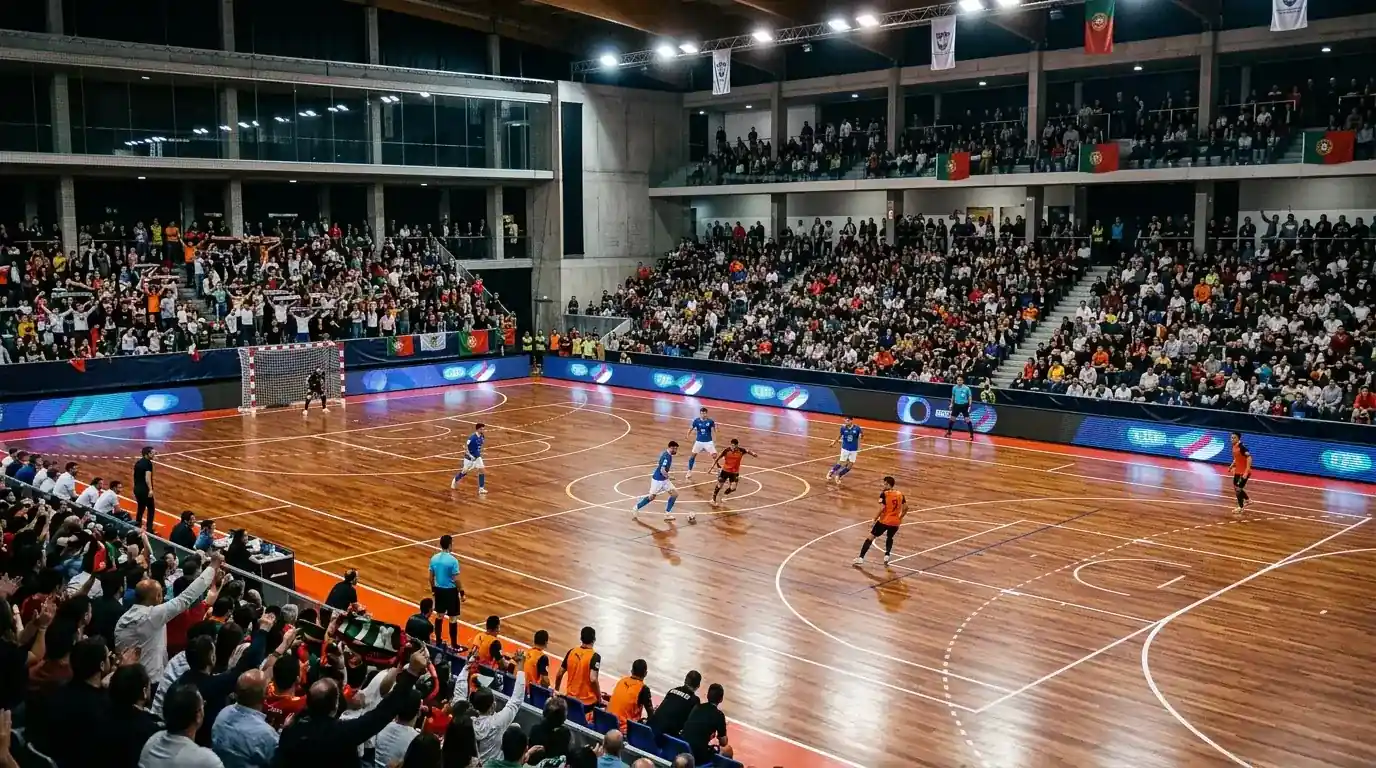 Pavilhao desportivo durante jogo da Liga Portuguesa de Futsal